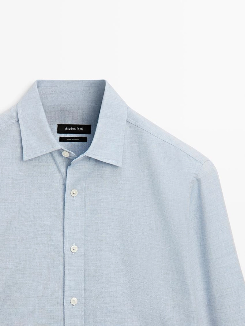 Рубашка regular fit из меланжевой ткани