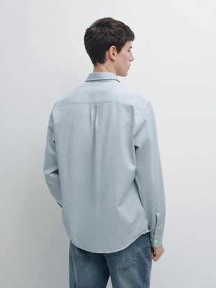 SKY BLUE | 1913/250/403 - Massimo Dutti Рубашка REGULAR FIT из меланжевой ткани