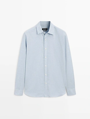 Рубашка REGULAR FIT из меланжевой ткани- Заказать в России