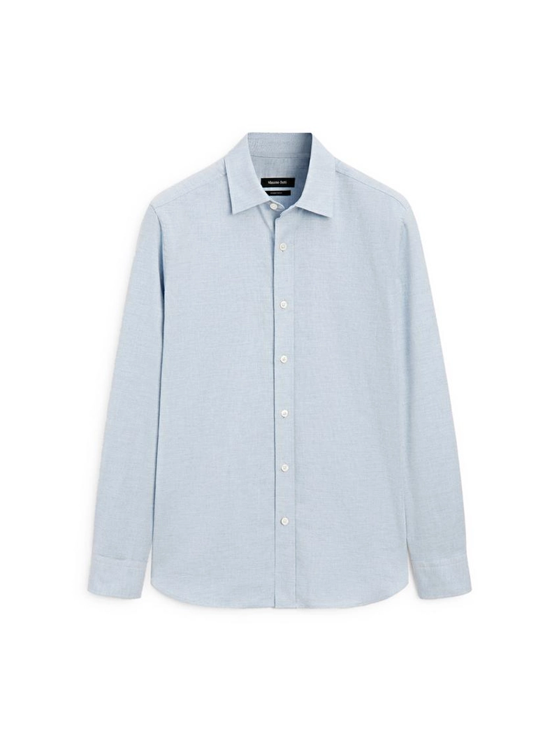 Рубашка regular fit из меланжевой ткани