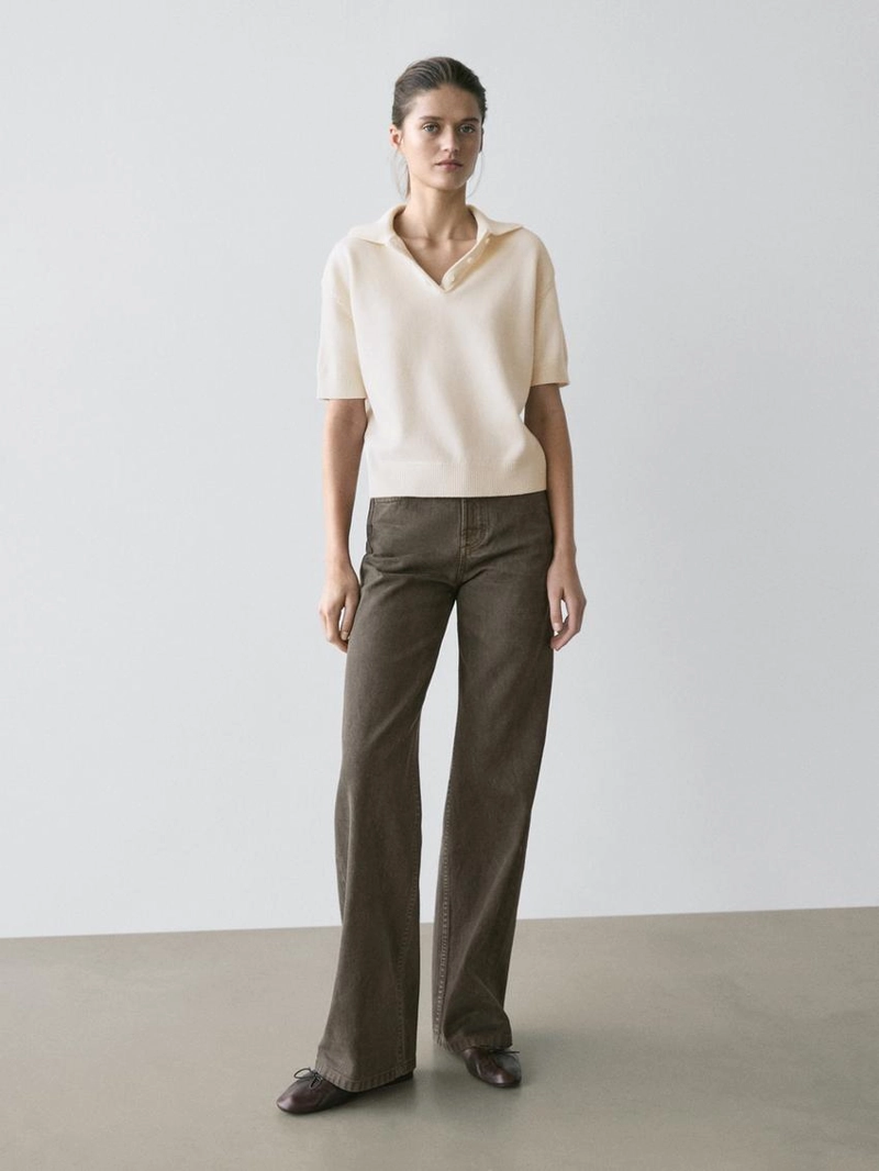 Поло из трикотажа смесовой шерсти