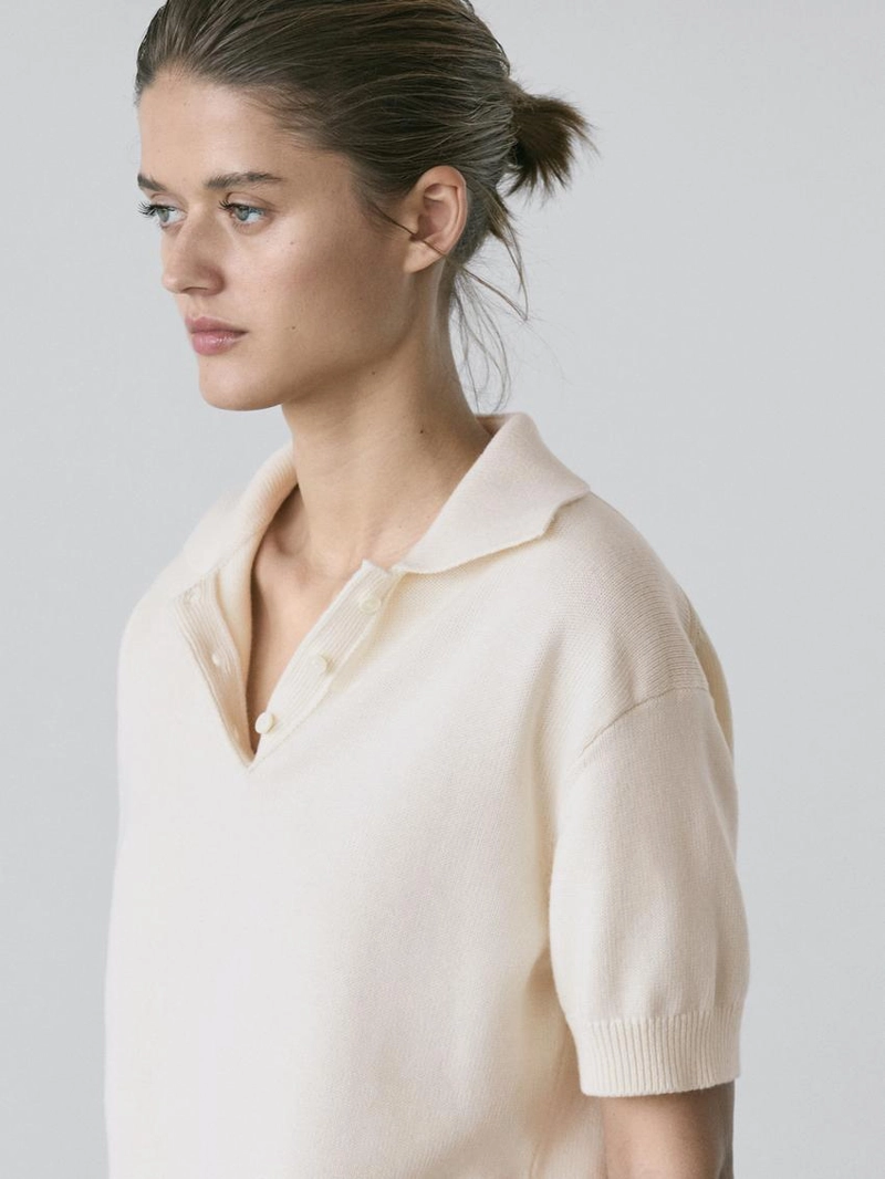 Поло из трикотажа смесовой шерсти