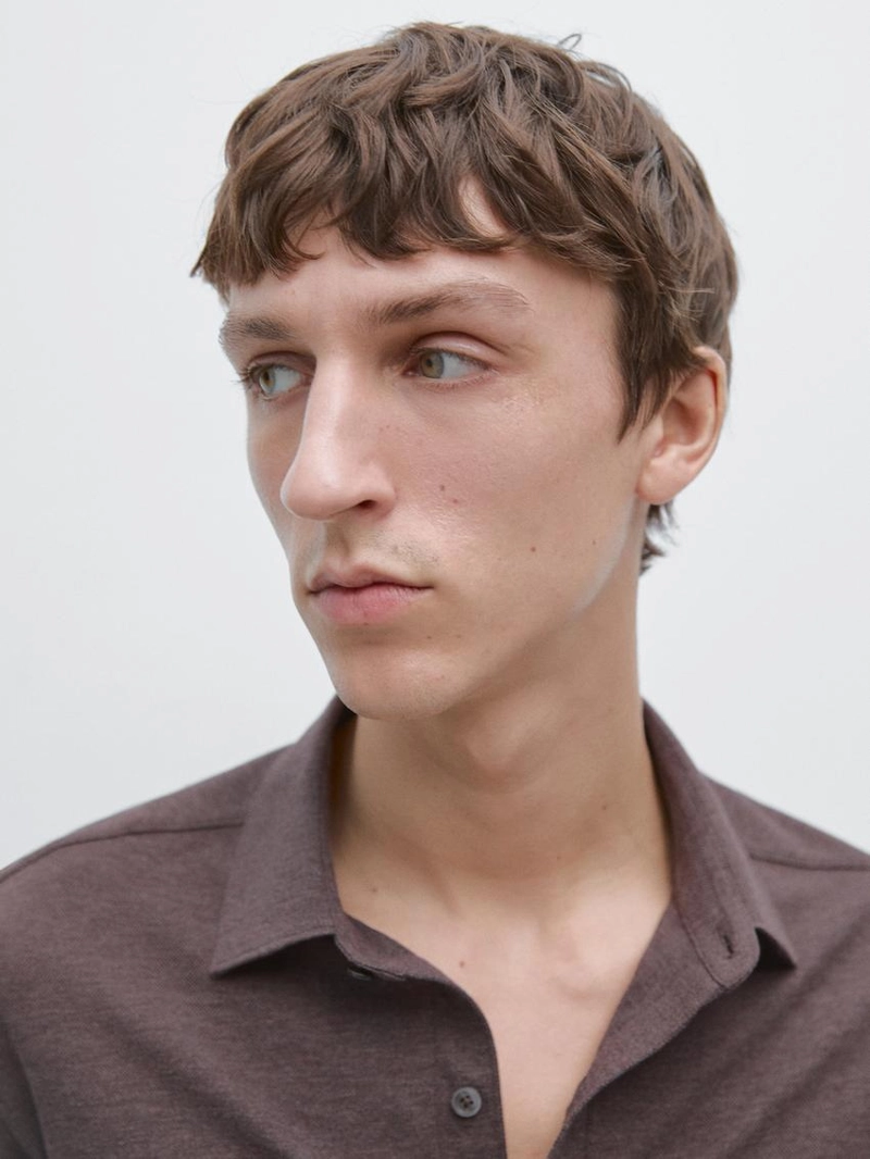 Рубашка с регулярной посадкой в меланжевом исполнении