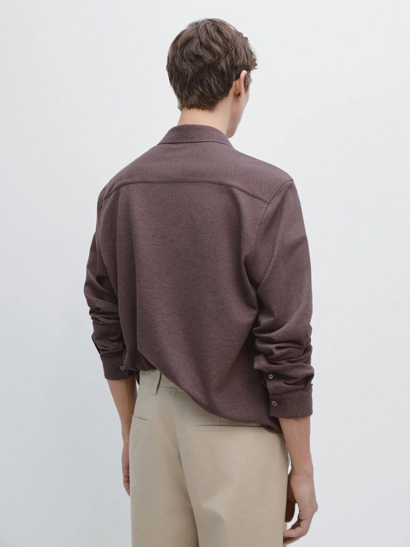 Рубашка с регулярной посадкой в меланжевом исполнении