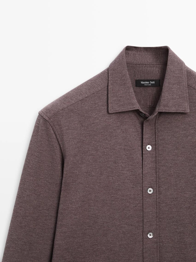 Рубашка с регулярной посадкой в меланжевом исполнении