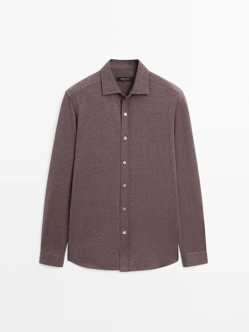 Рубашка с регулярной посадкой в меланжевом исполнении
