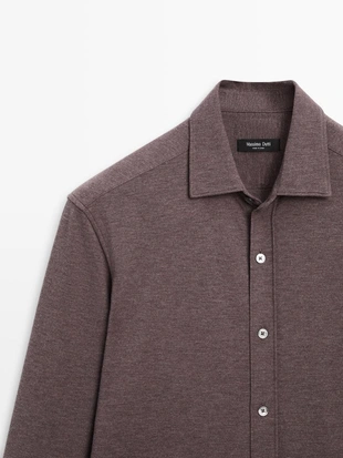 BROWN | 1988/427/700 - Massimo Dutti Рубашка с регулярной посадкой в меланжевом исполнении