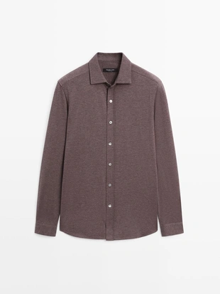 Рубашка с регулярной посадкой в меланжевом исполнении- Заказать в России