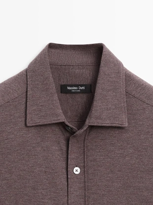 Рубашка с регулярной посадкой в меланжевом исполнении- Заказать в России