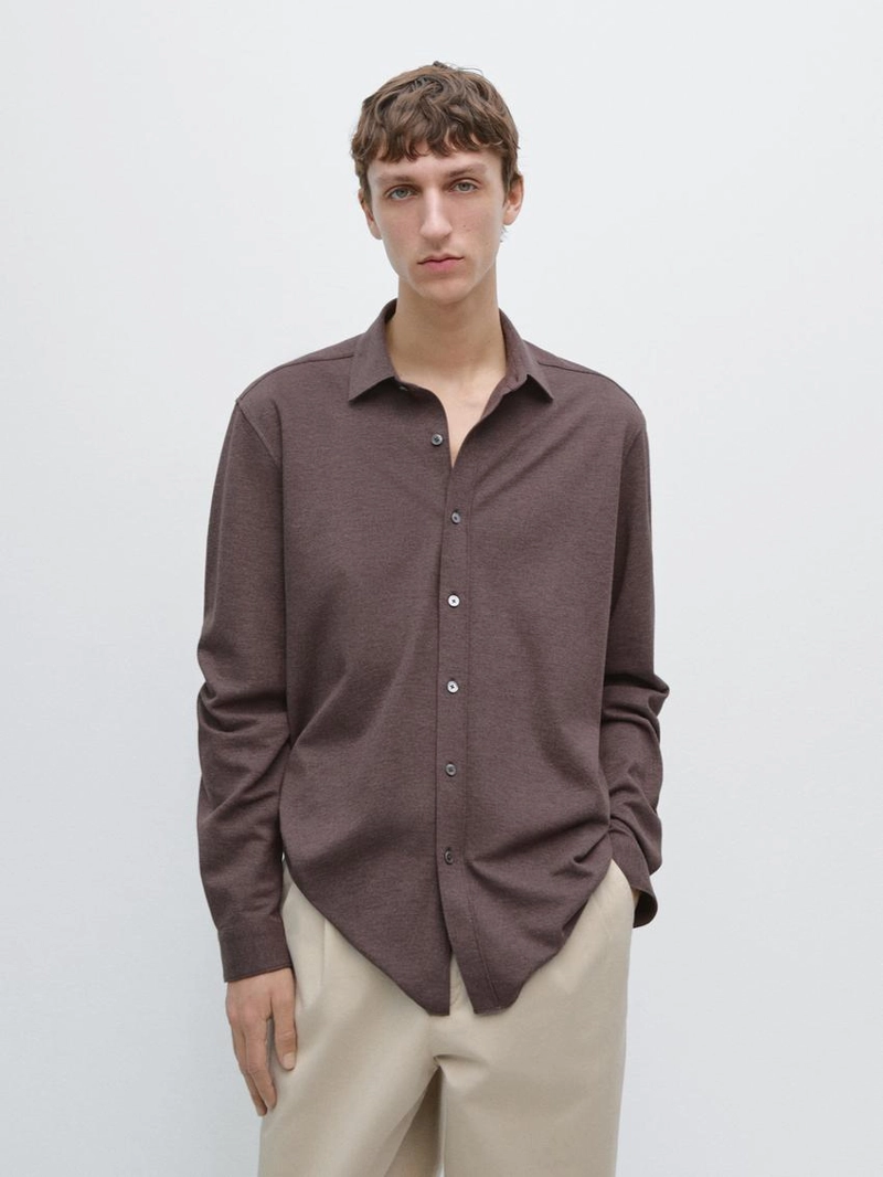 Рубашка с регулярной посадкой в меланжевом исполнении