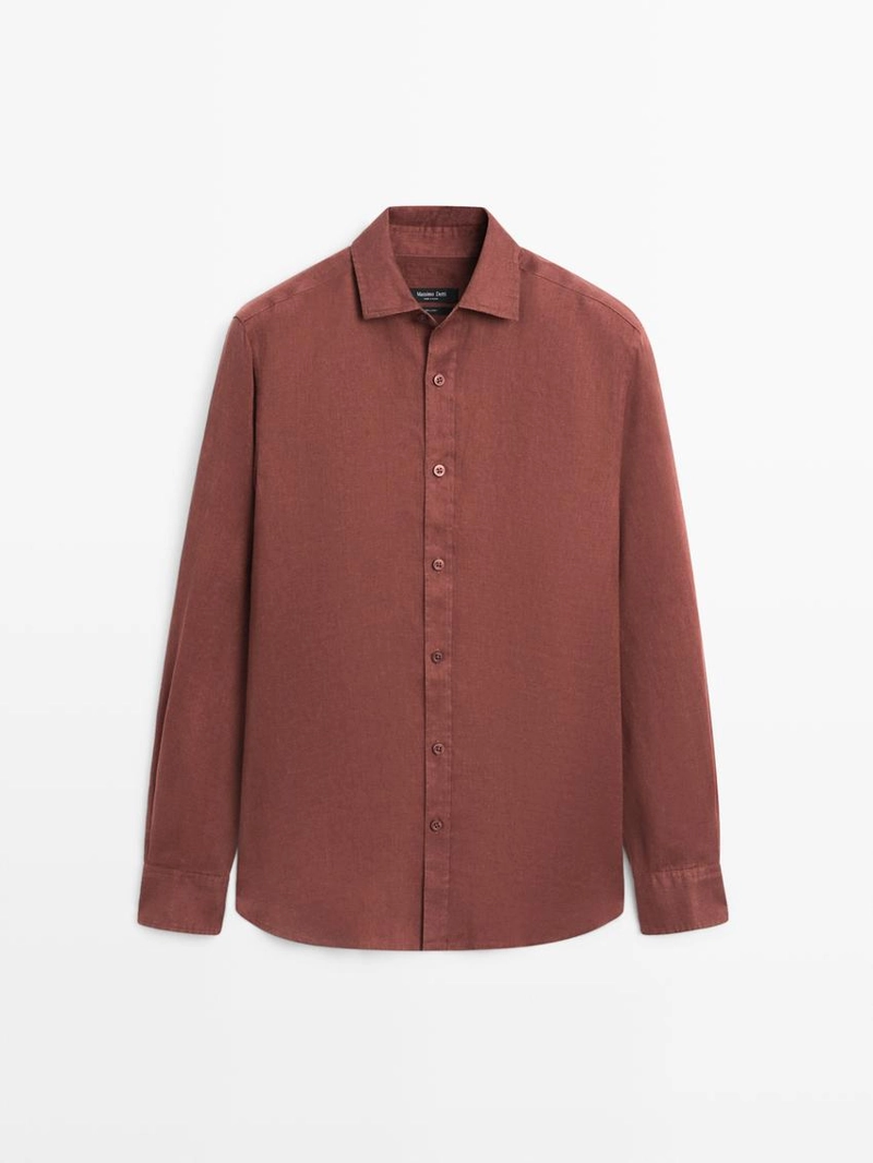 Рубашка из 100% льна в полоску