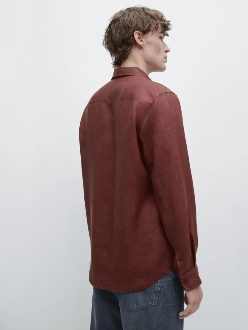 Рубашка из 100% льна в полоску