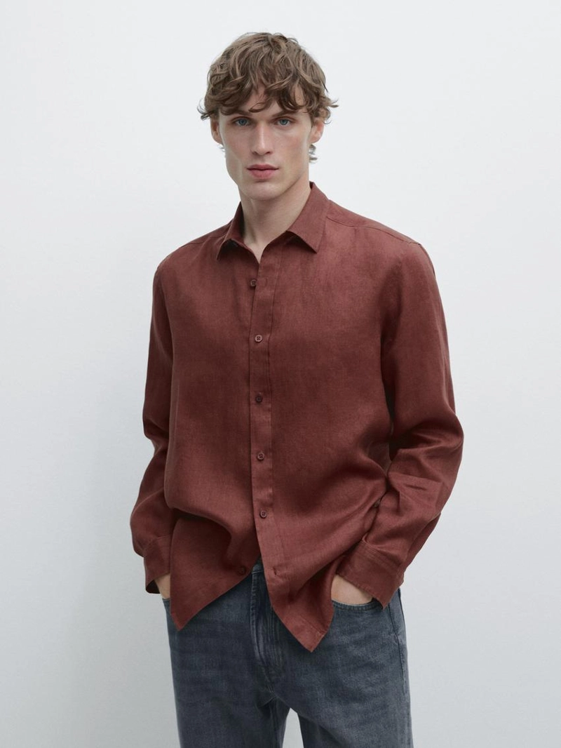 Рубашка из 100% льна в полоску