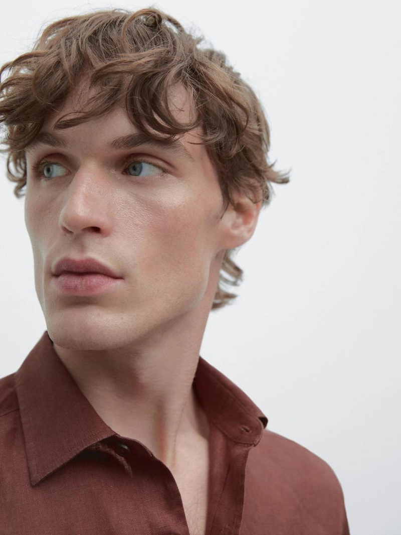 Рубашка из 100% льна в полоску