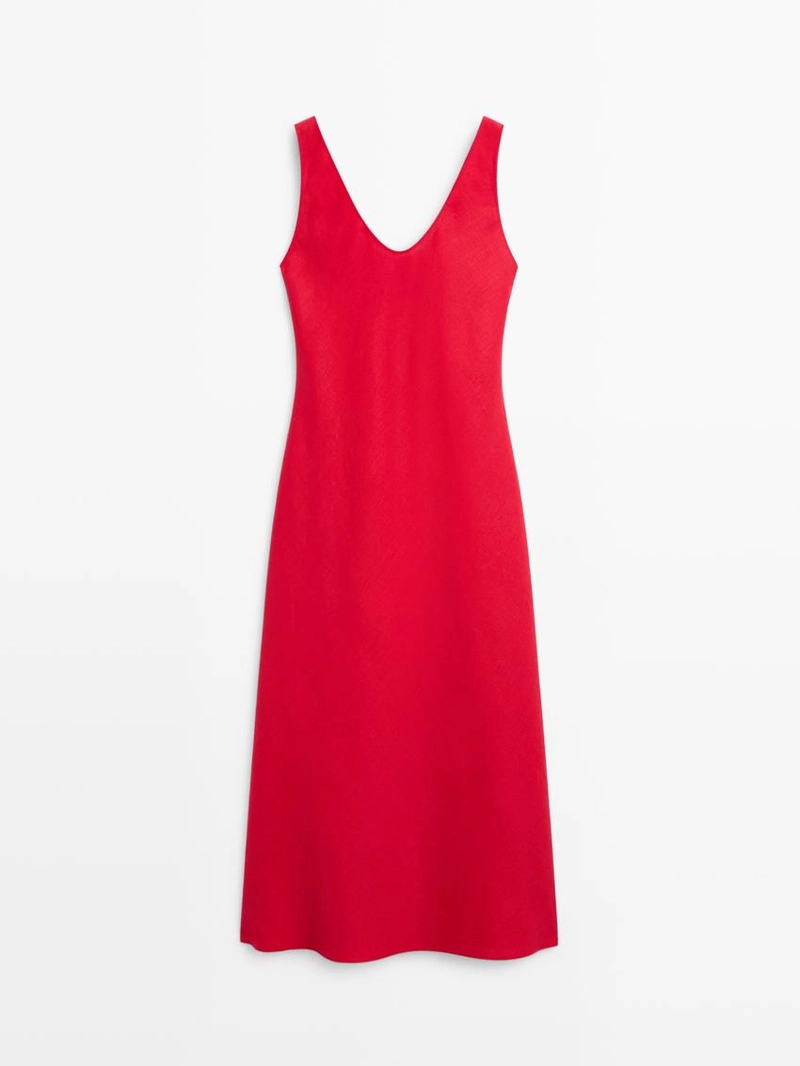 Сарафан из льна с тонкими бретелями