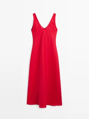 Сарафан из льна с тонкими бретелями- Заказать в России