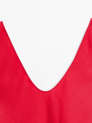 Сарафан из льна с тонкими бретелями- Заказать в России