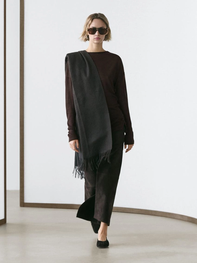 Топ из шерстяной смеси с драпировкой и рукавами летучая мышь