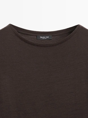 BROWN | 6245/533/716 - Massimo Dutti Топ из шерстяной смеси с драпировкой и рукавами летучая мышь