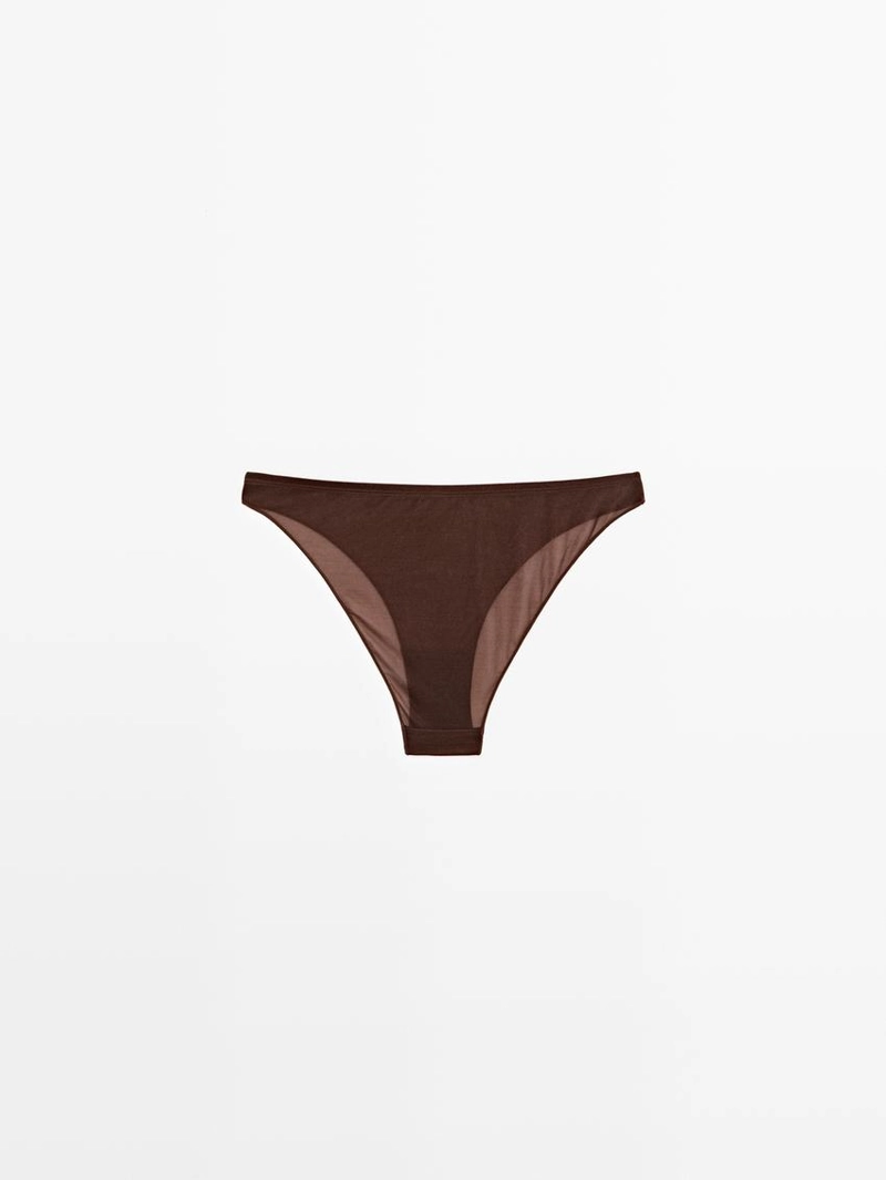 Трусики с металлическим декором из полупрозрачной ткани