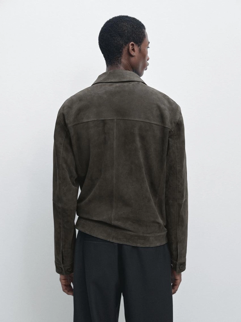 Куртка из замши с карманами