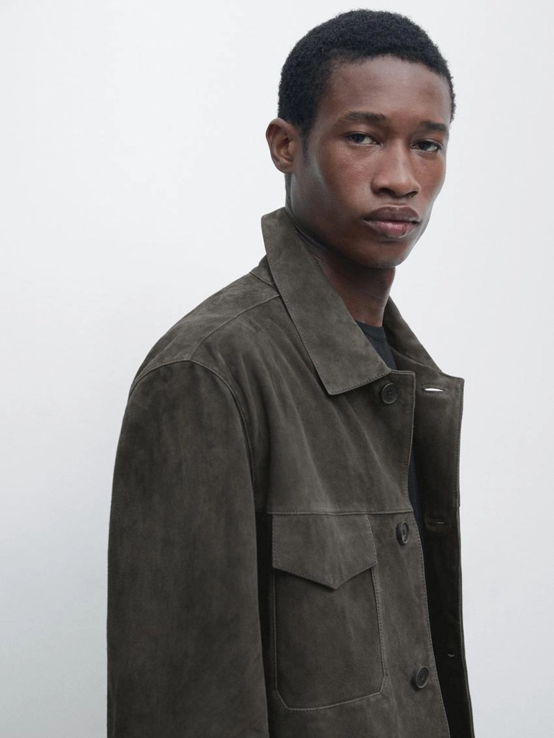 Куртка из замши с карманами