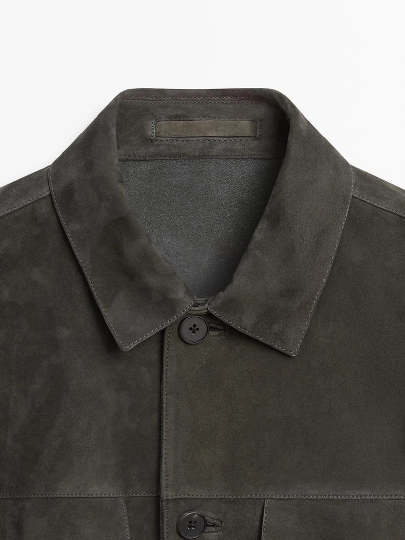 Куртка из замши с карманами