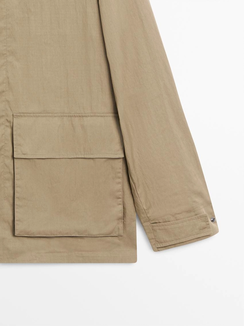 Парка из хлопково-шерстяной ткани с карманами