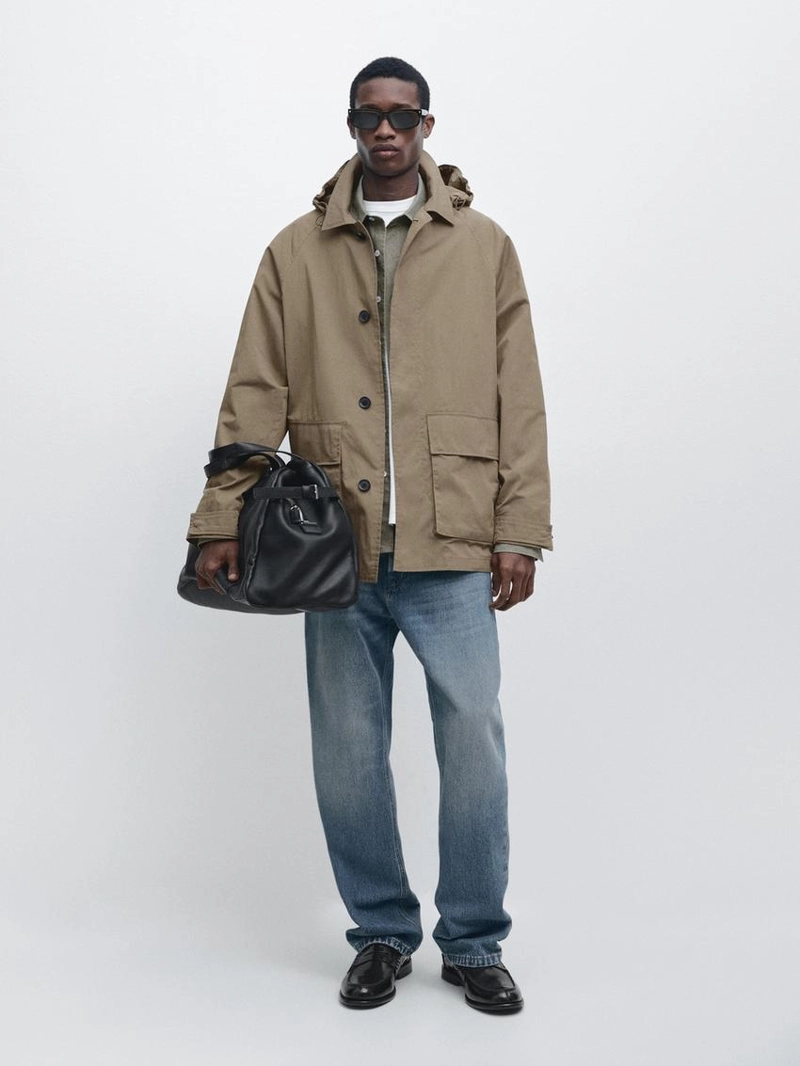 Парка из хлопково-шерстяной ткани с карманами