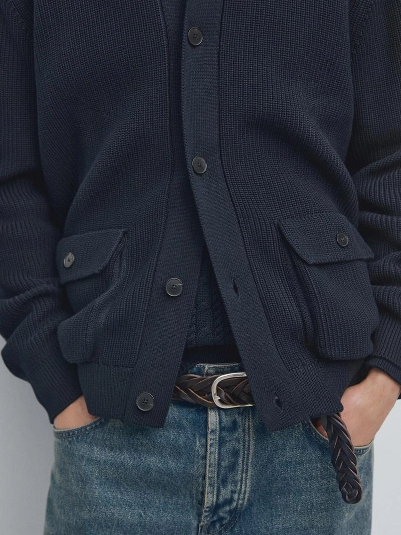 Кардиган из хлопкового трикотажа с карманами