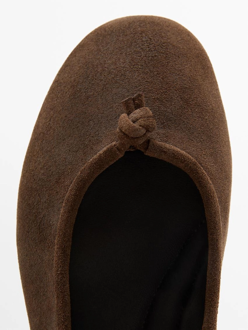 Туфли-балетки из кожи с узлом