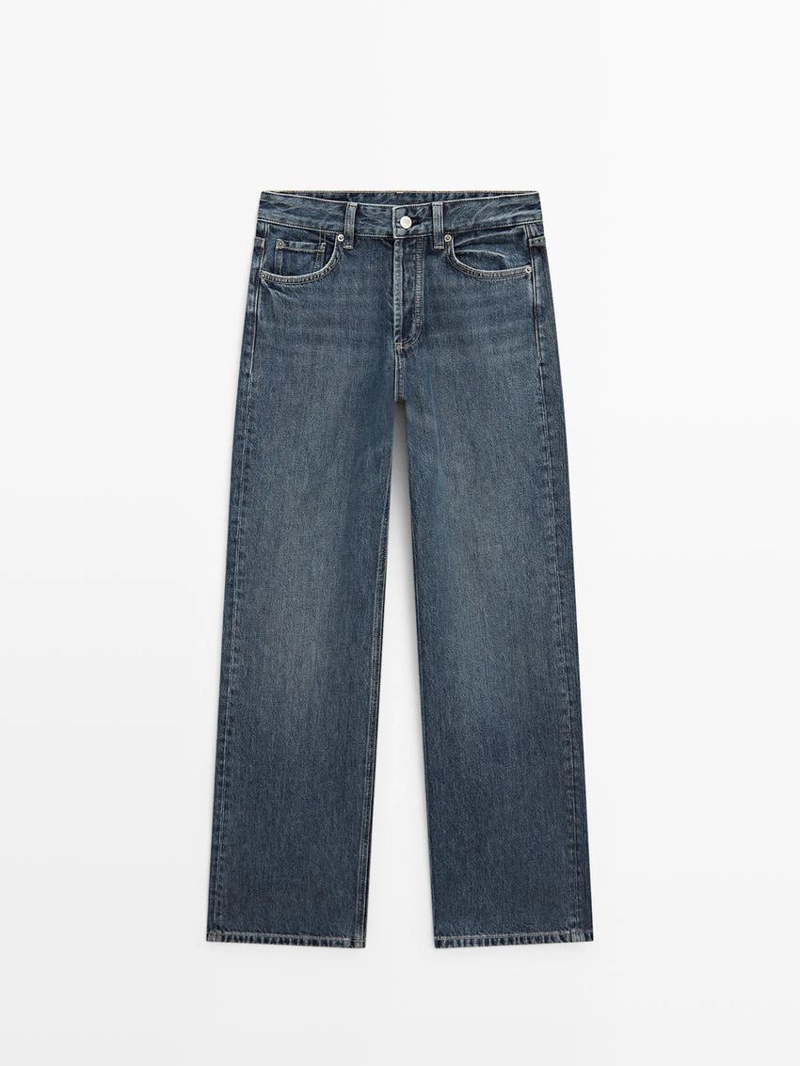 Джинсы с широкими штанинами средней посадки