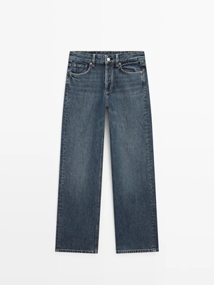 Джинсы с широкими штанинами средней посадки- Заказать в России