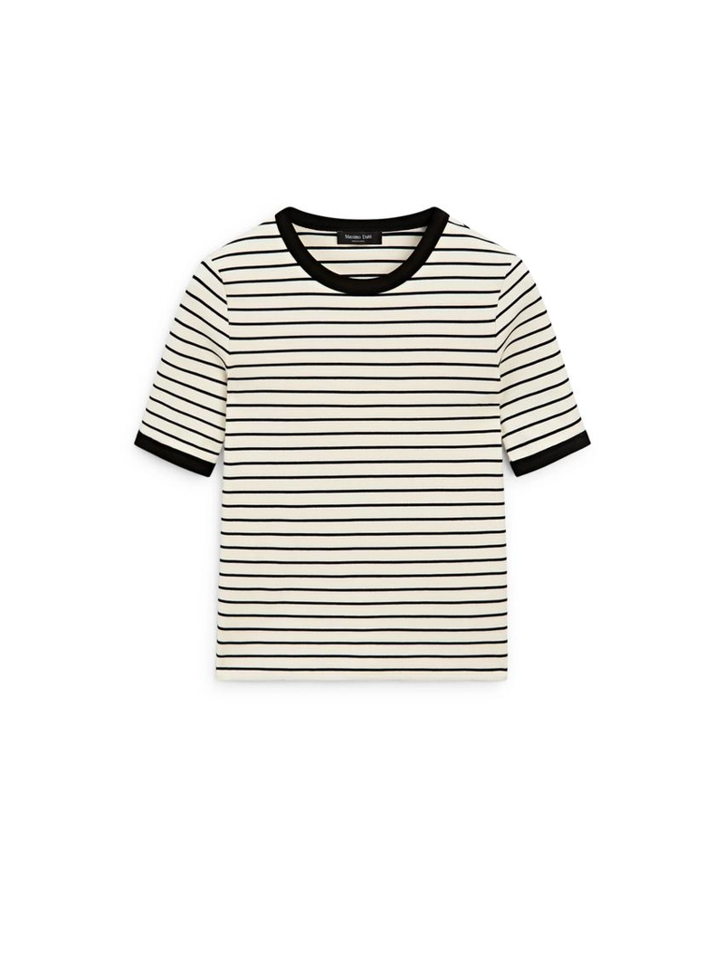 Футболка с короткими рукавами в полоску контрастного цвета