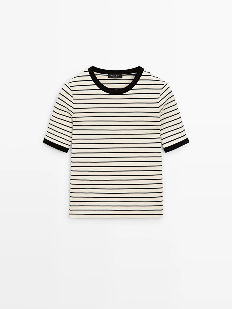 Футболка с короткими рукавами в полоску контрастного цвета