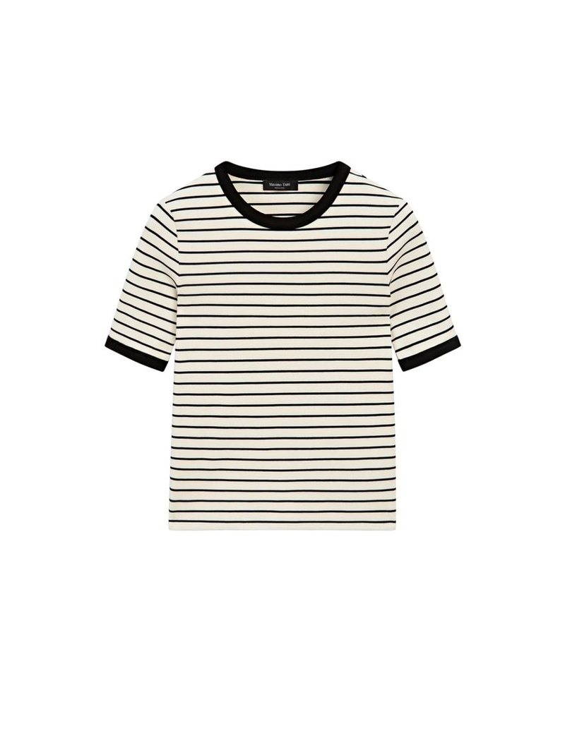 Футболка с короткими рукавами в полоску контрастного цвета