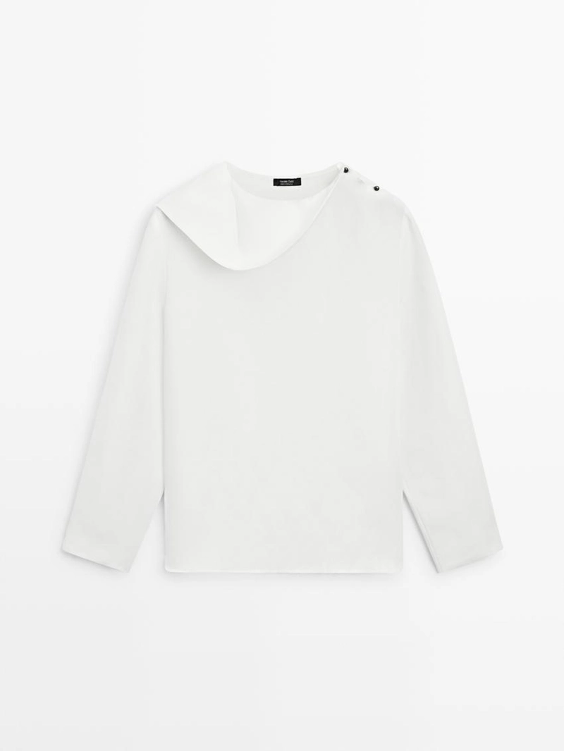 Рубашка с драпировкой и пуговицами