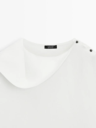 Рубашка с драпировкой и пуговицами- Заказать в России