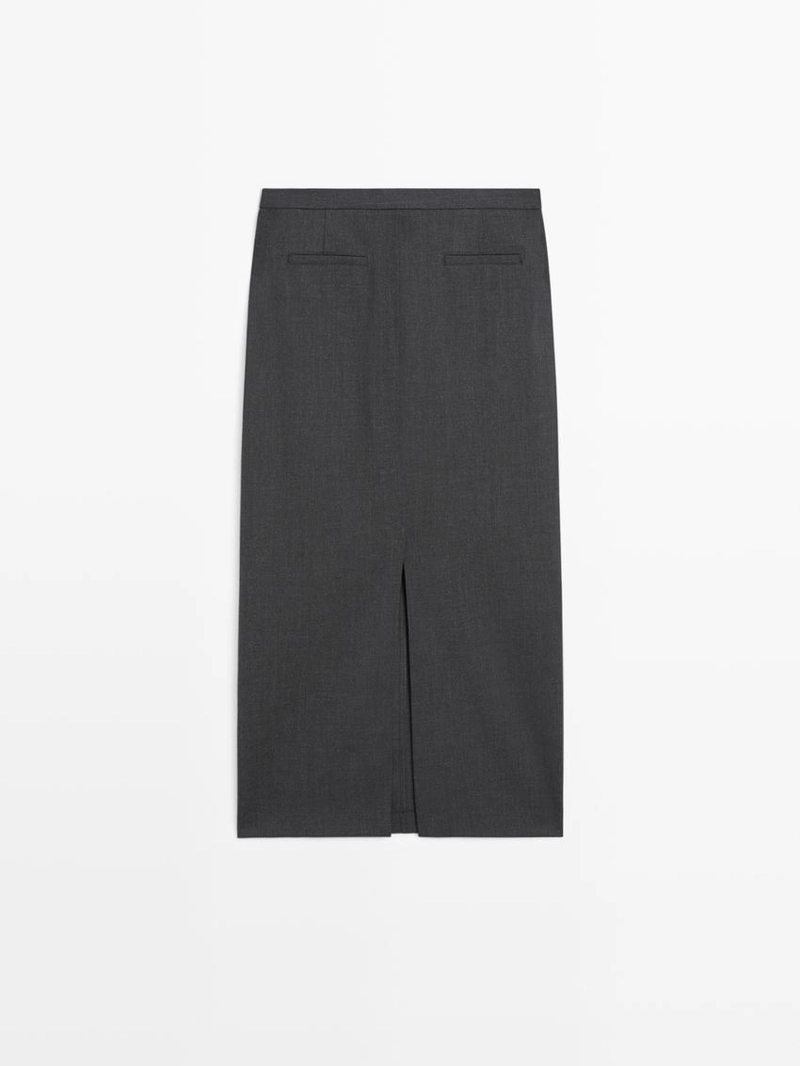 Юбка-карандаш из шерстяной смеси с карманами
