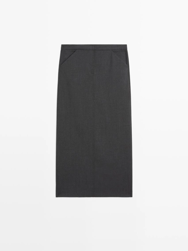 Юбка-карандаш из шерстяной смеси с карманами