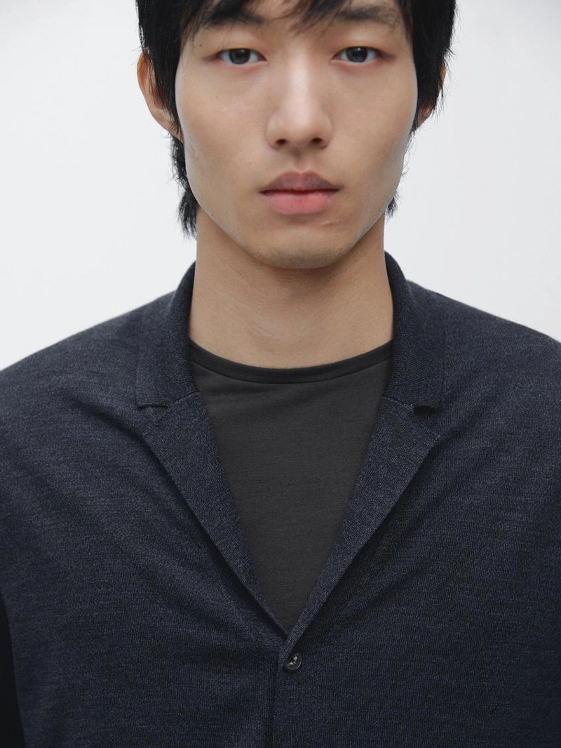 Кардиган из шерстяной смеси с лацканами