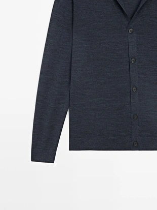 Кардиган из шерстяной смеси с лацканами- Заказать в России