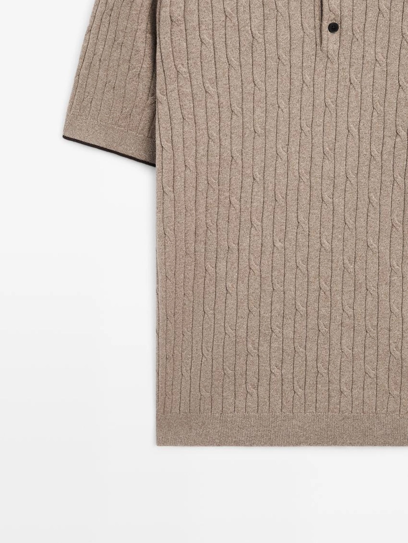 Свитер с короткими рукавами из хлопкового трикотажа с воротником поло