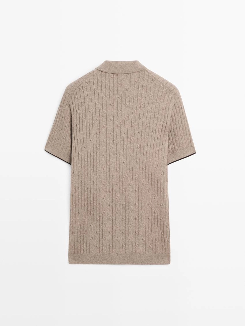 Свитер с короткими рукавами из хлопкового трикотажа с воротником поло