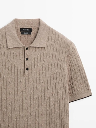 Свитер с короткими рукавами из хлопкового трикотажа с воротником поло- Заказать в России