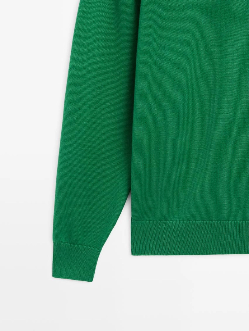 Свитер с воротником-поло из хлопкового трикотажа