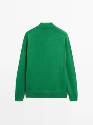 Свитер с воротником-поло из хлопкового трикотажа- Заказать в России