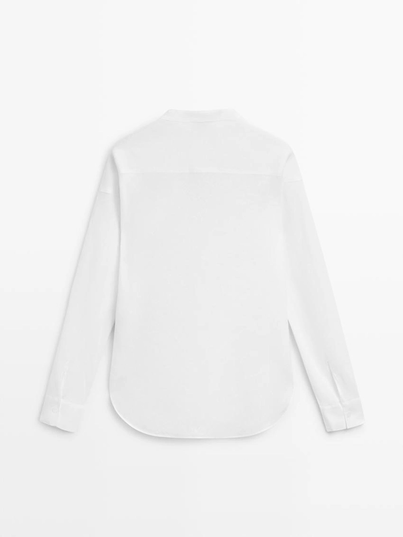 Рубашка с воротником стойка из 100% льна