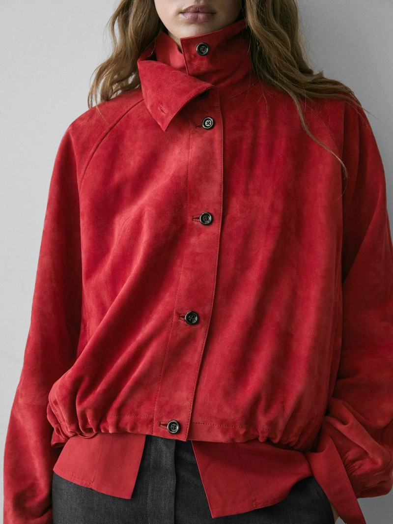 Куртка-бомбер из замши