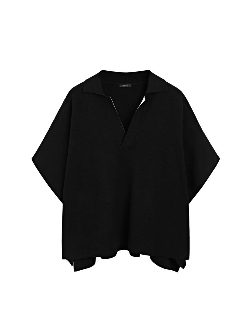 Короткая вязаная накидка с v-образным вырезом